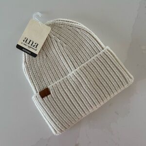 a.n.a Kids Off-White Ribbed Beanie